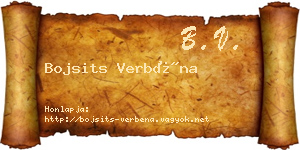 Bojsits Verbéna névjegykártya